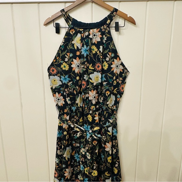 Women’s Ann Taylor Factory Black Floral Halter Neck Midi Dress, Size L, NWT - Picture 3 of 12